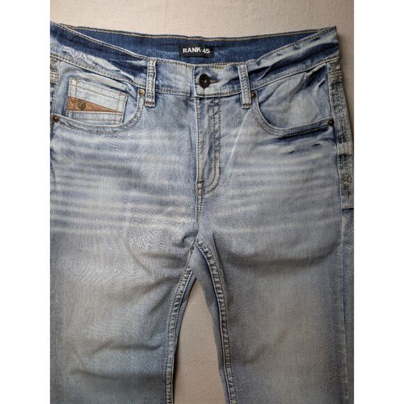 RANK 45 Men's Ringo Light Wash Stackable Straight Boot Performance Jean Size 34* - Picture 4 of 9